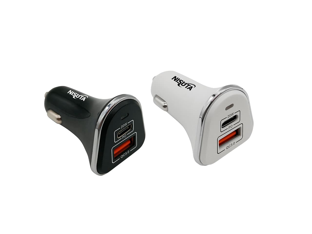 Cargador USB doble auto 12/24V de carga rapida QC 3.0 y USB C (PD) · Nisuta