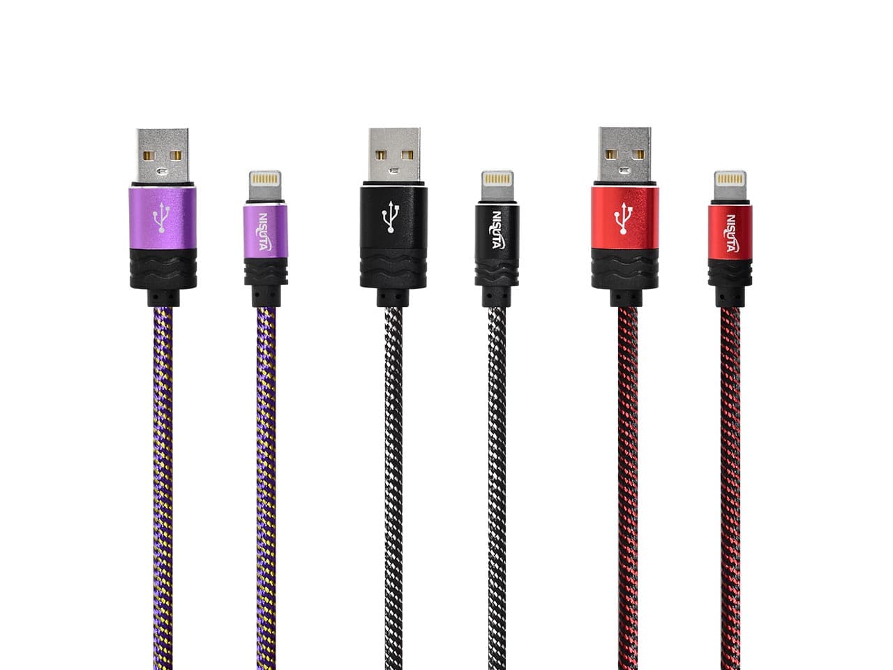 Cable USB Iphone de 1,8m de 2.4A con malla de tela · Nisuta