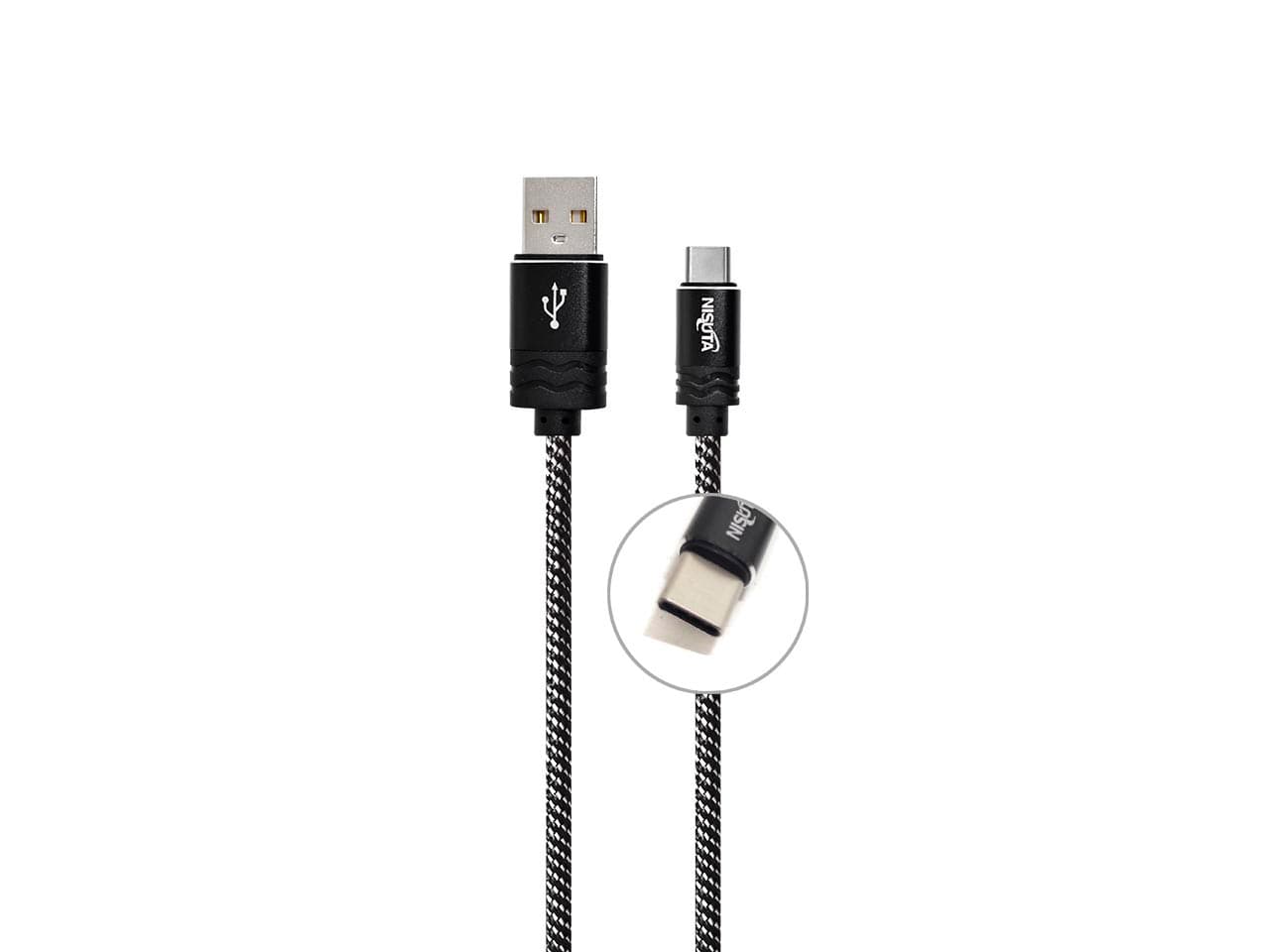 Cable USB C de 1m de 2.4A con malla de tela · Nisuta