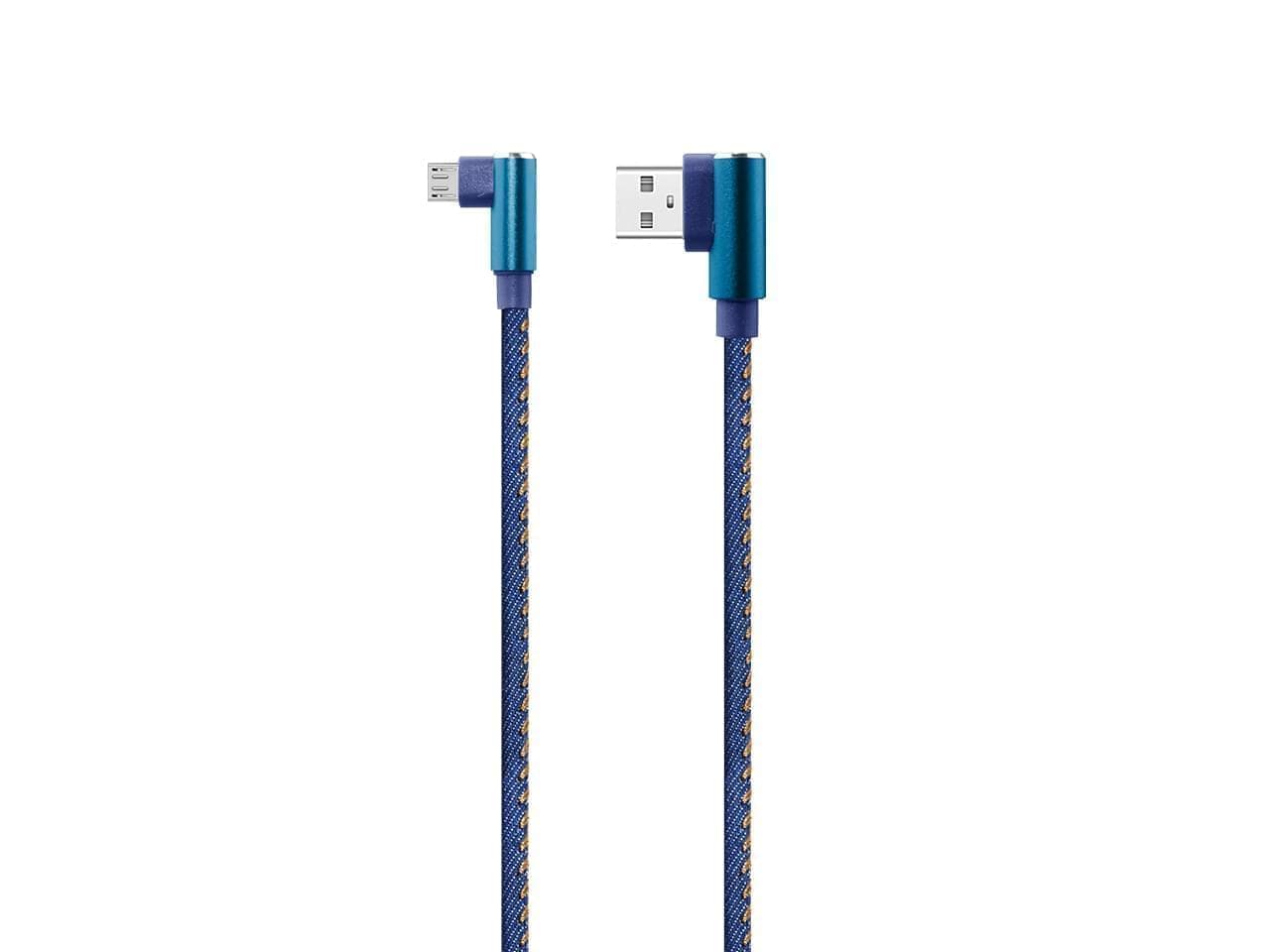 Cable USB a Micro USB de 1m 2.4A conect 90° malla de tela · Nisuta
