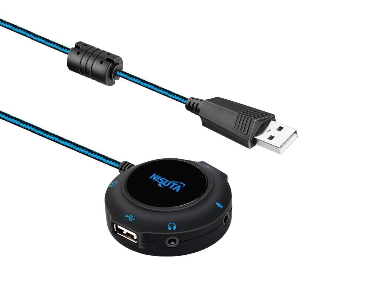 Conversor USB a audio 7.1 virtual con hub usb de 2 puertos · Nisuta