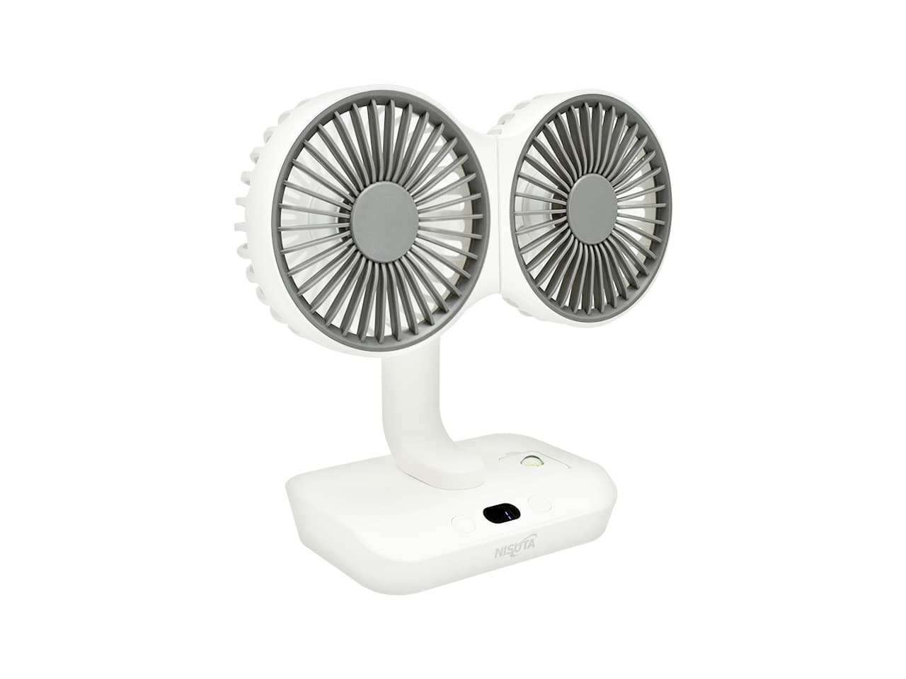 Ventilador doble portátil con oscilación y bateria recargable de 2400MAH · Nisuta