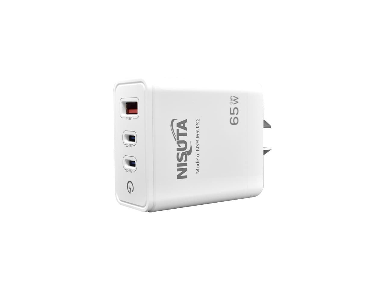 Fuente de alimentación de 1 puerto USB y 2 PD port 65W · Nisuta