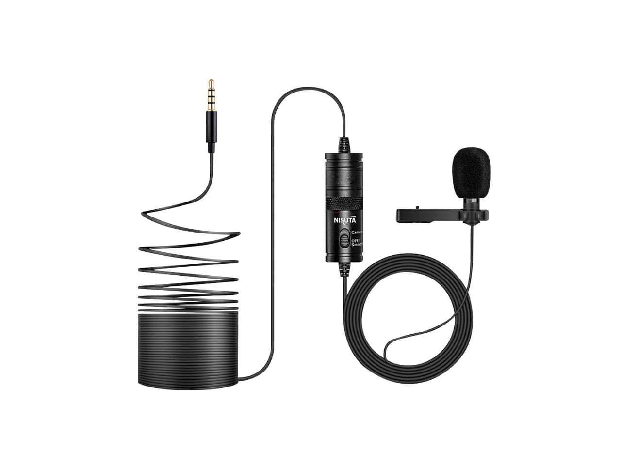 Micrófono corbatero para camara y celular con cable 3.5mm de 6m · Nisuta