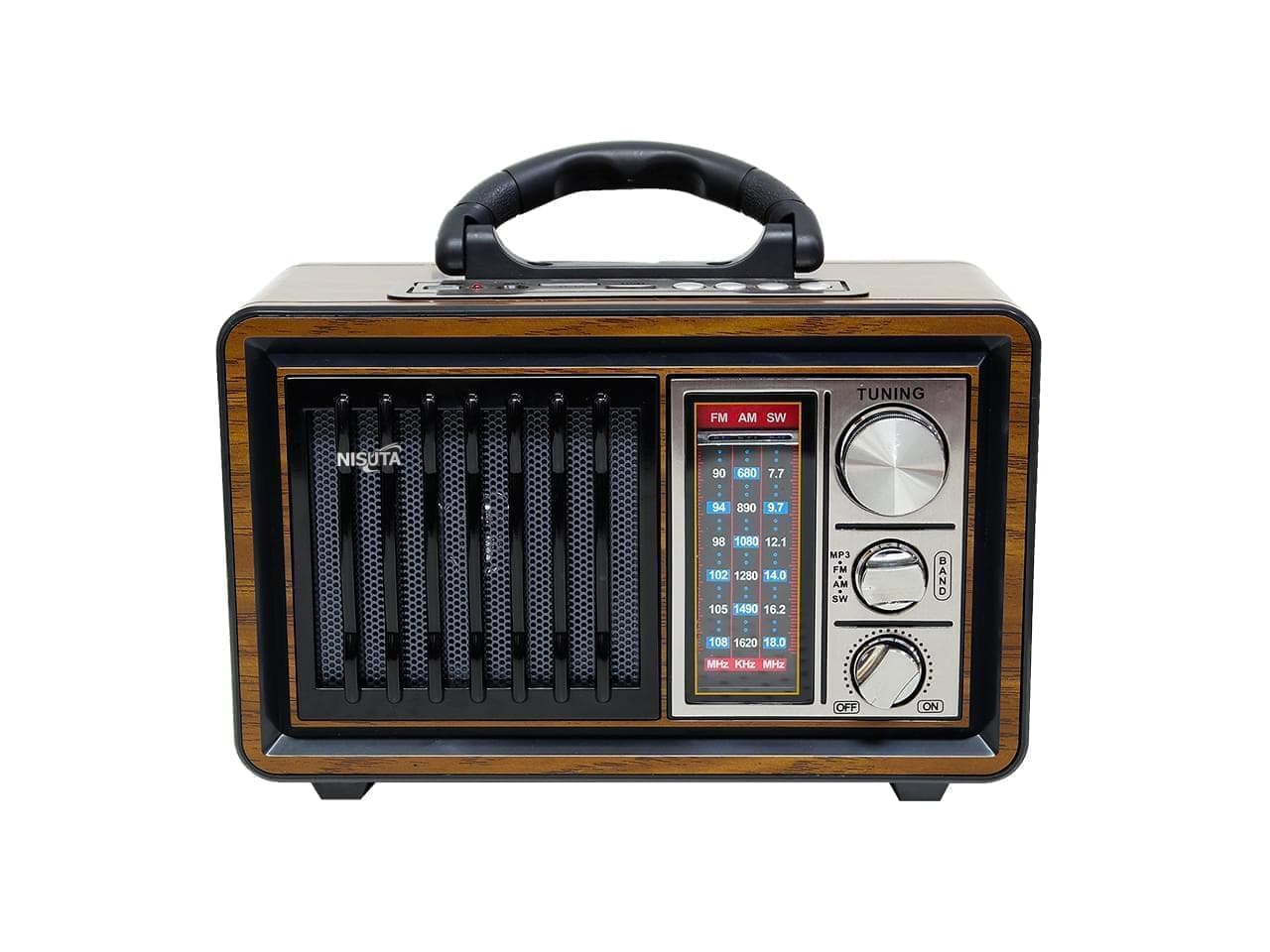 Radio AM/FM vintage con MP3/BT,AUX, Linterna · Nisuta