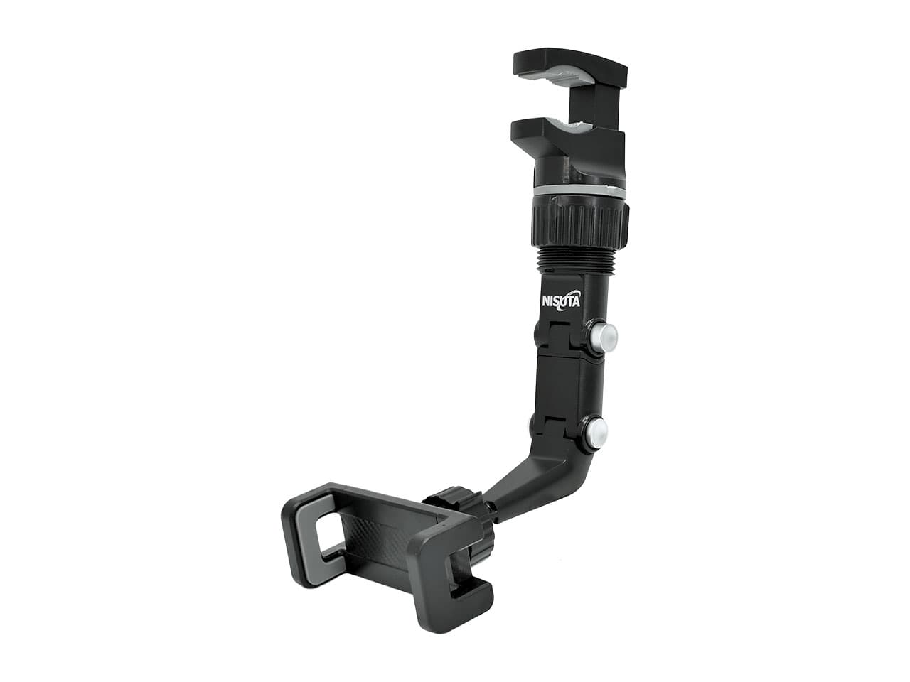 Soporte para celular articulado, para escritorio, alacena o espejo retrovisor de auto · Nisuta