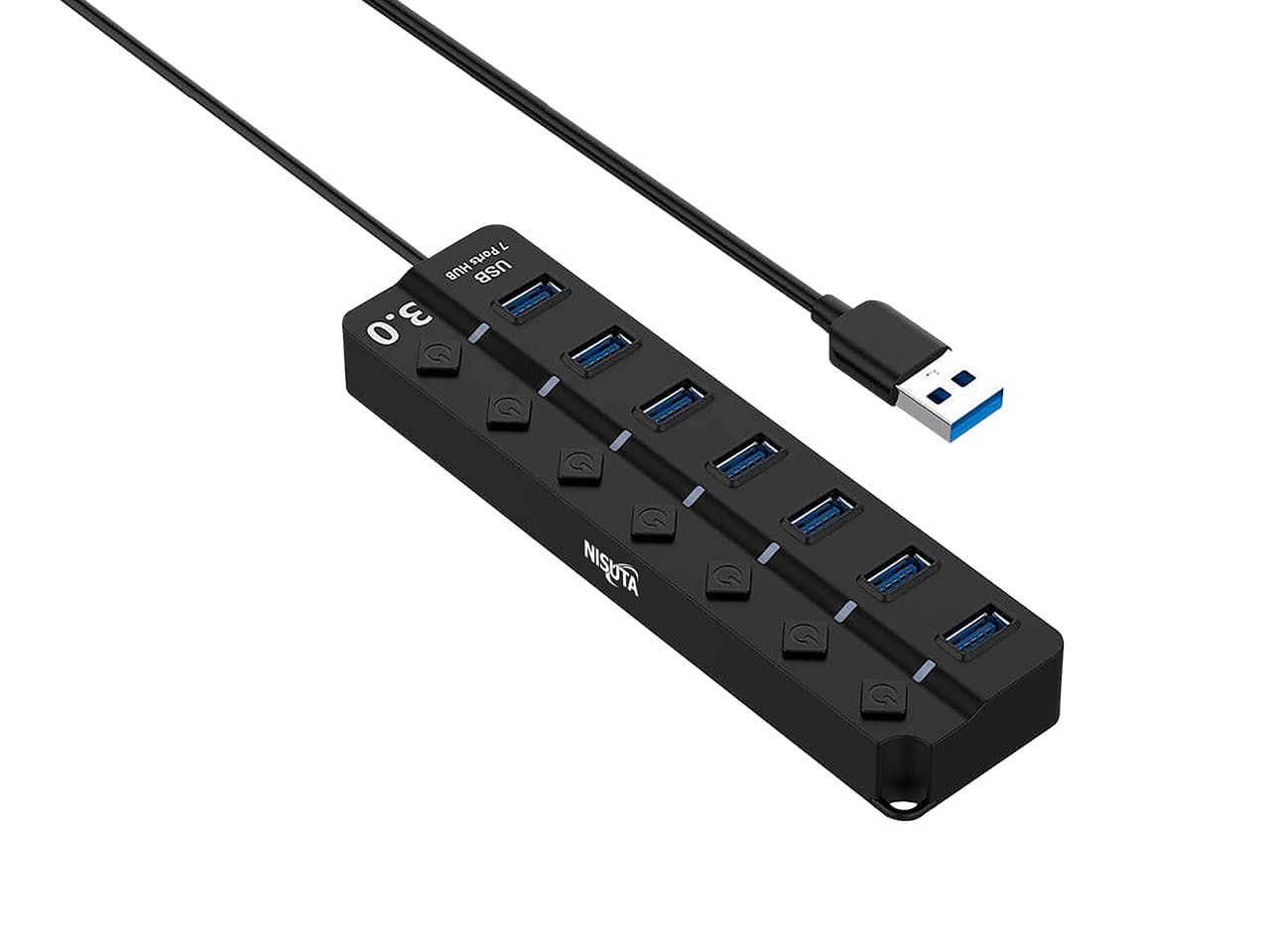 Hub USB 3.0 de 7 puertos con switch por puerto · Nisuta
