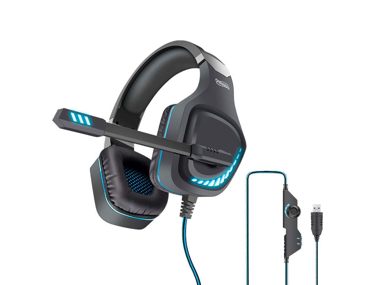 Auricular gaming 7.1 USB con software, micrófono y leds · Nisuta