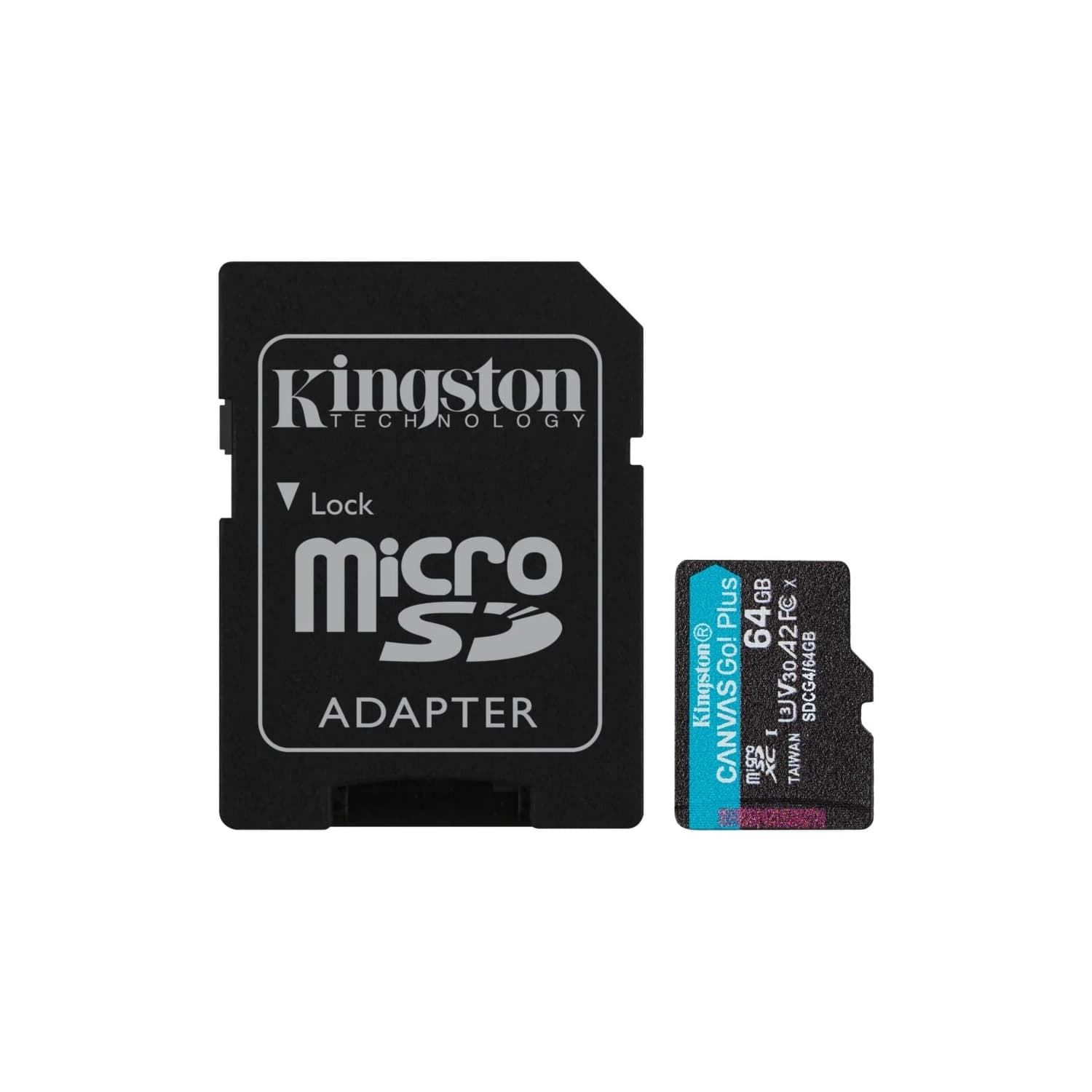 Tarjeta de Memoria KINGSTON Canvas Go Plus Gen4 MicroSDXC 64GB UHS-I U3 V30 200MB/s c/adaptador · Kingston