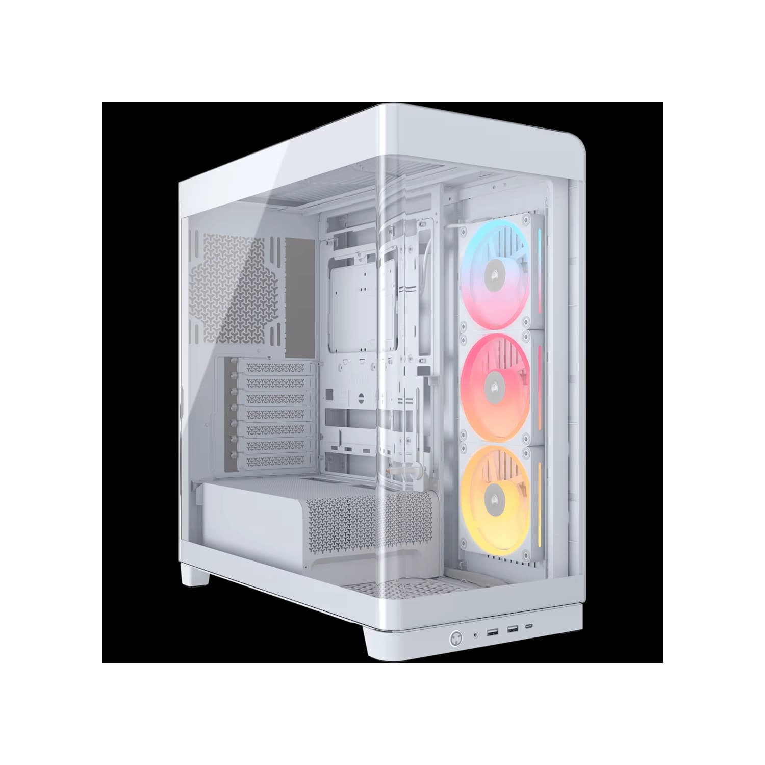 Gabinete CORSAIR FRAME 4500X LX-R RGB iCUE LINK Mid Tower de cristal panorámico Blanco · Corsair