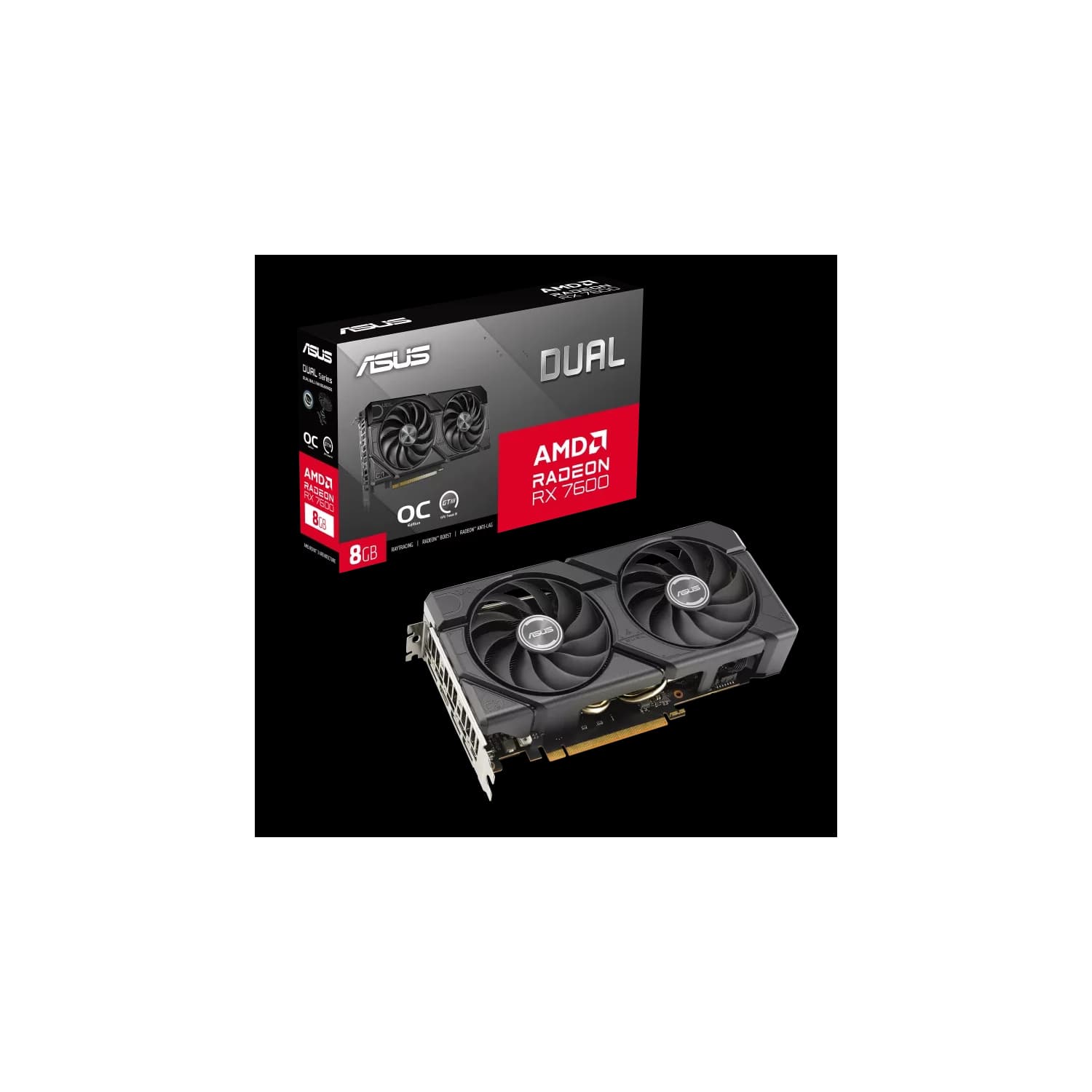 Placa de Video ASUS AMD DUAL RX7600 O8G EVO · Asus