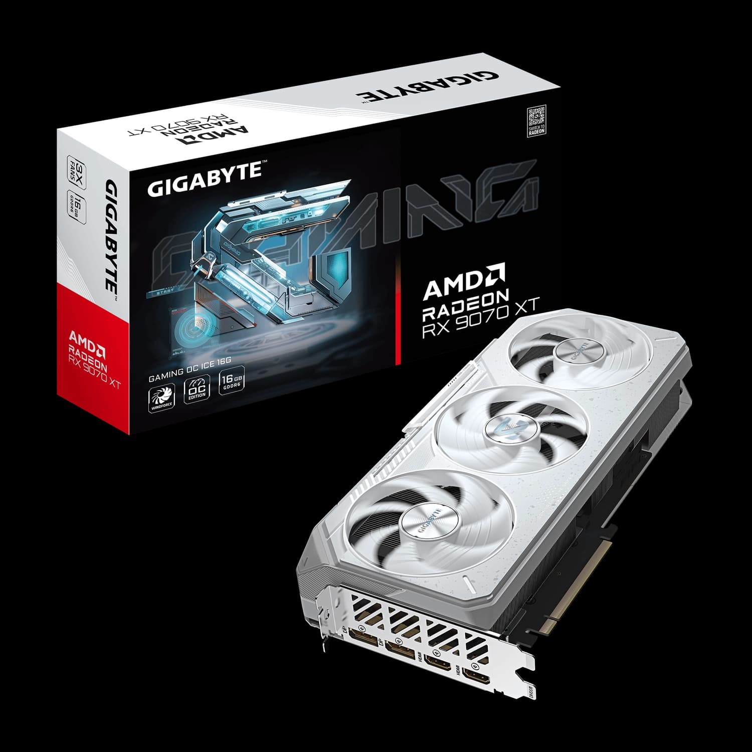 Placa de Video GIGABYTE AMD Radeon RX 9070 XT GAMING OC ICE 16G · Gigabyte