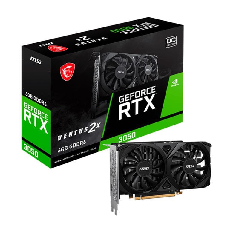 Placa de Video MSI RTX 3050 Ventus 2X 6GB GDDR6 OC · MSI