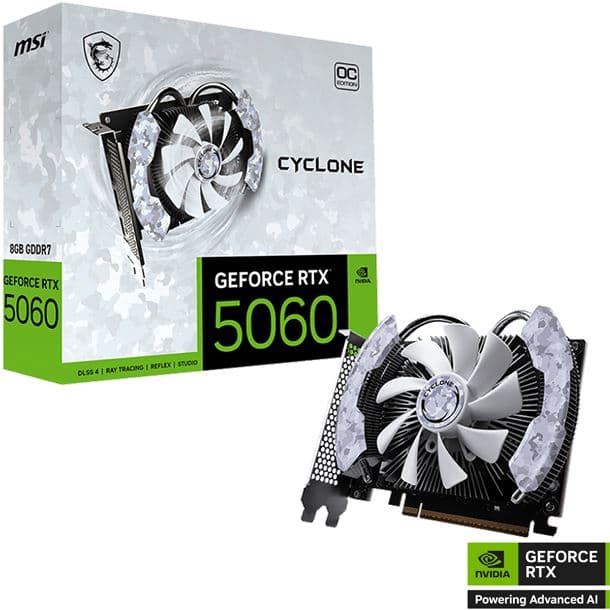 Placa de Video Msi Nvidia Geforce RTX 5060 Cyclone 8GB OC GDDR7 · MSI
