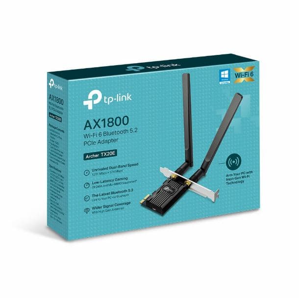Placa de Red PCIe WIFI TP-Link Archer TX20E AX1800 Dual Band Wi-Fi 6 AC1200 + Bluetooth 5.2 · TP-Link