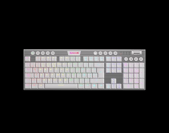 Teclado Mecanico Cableado Redragon K619 Horus FS White RGB Red Switches - Español · Redragon