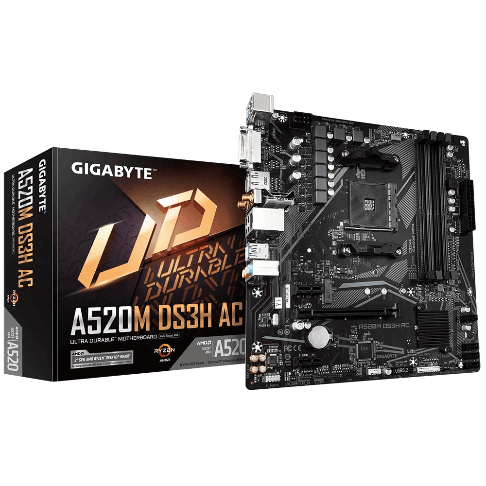 Mother Gigabyte A520M DS3H AC DDR4 AM4 (Serie 3000/4000/5000) (0696) · Gigabyte