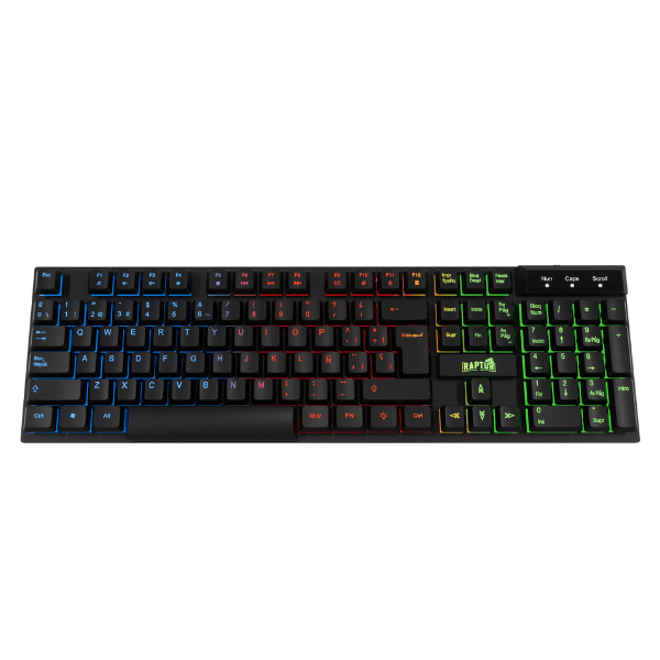Teclado Gamer Raptor Fireclaw M1 Membrana Rainbow 7 colores (2153) · RAPTOR