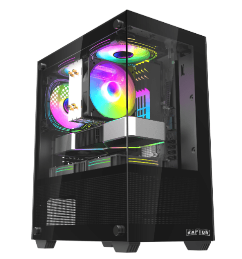 Gabinete Raptor Nova Prime TG x2 Mid-Tower RGB Fan x3 Black · RAPTOR