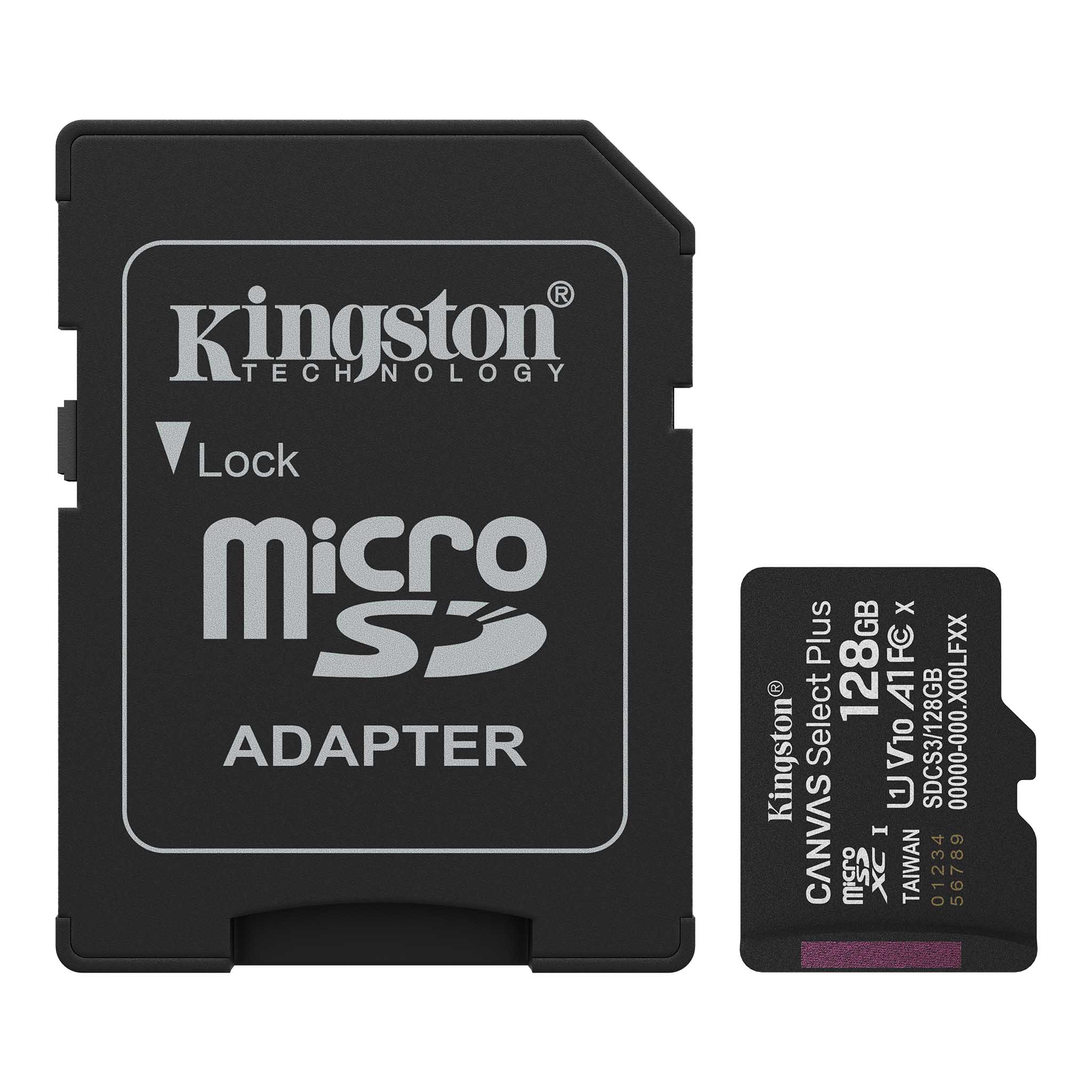 MicroSD KINGSTON 128GB c/Adap Gen3 150MB/s Canvas S Plus CL10 (8453) · Kingston