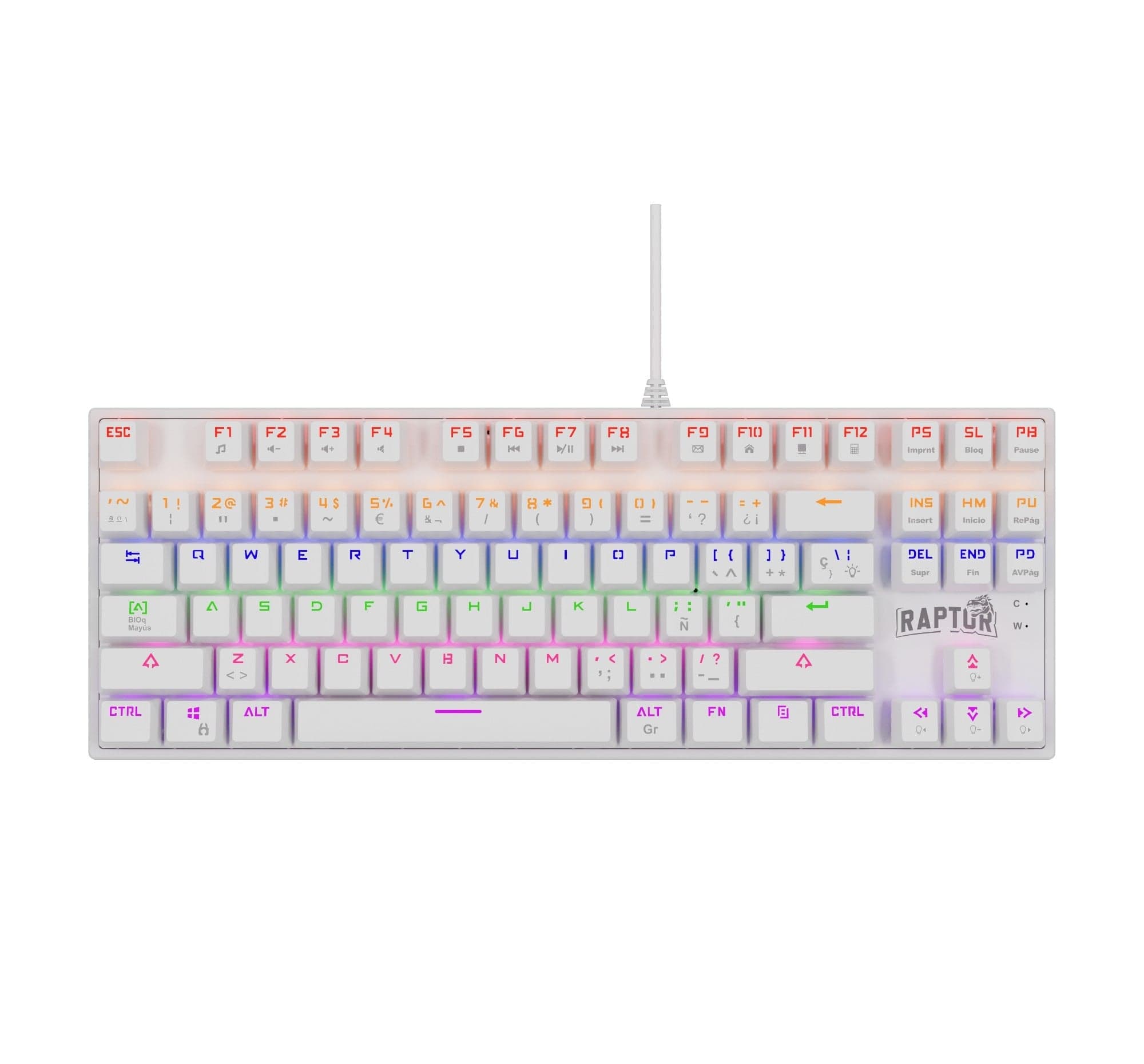 Teclado Gamer Raptor Fireclaw M87 Mecanico Retroiluminado Switch Red Outemu White (7855) · RAPTOR