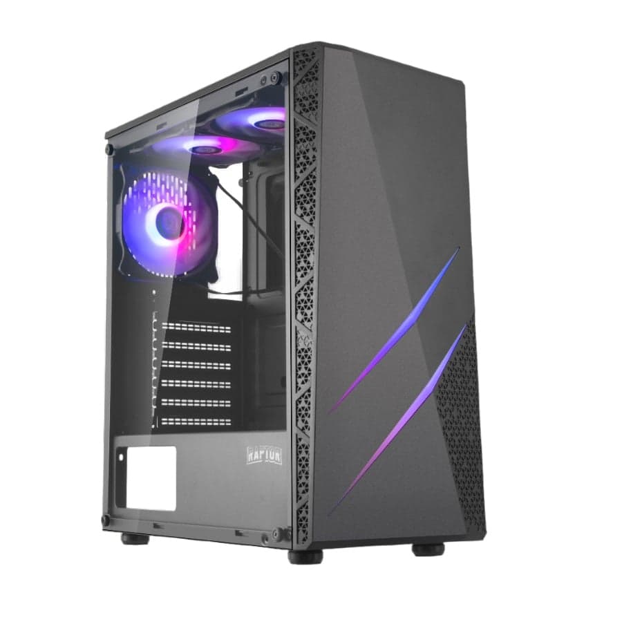 Gabinete Raptor Blaze Force V2 TG Mid-Tower RGB Fan x3 w/button control (6710) · RAPTOR