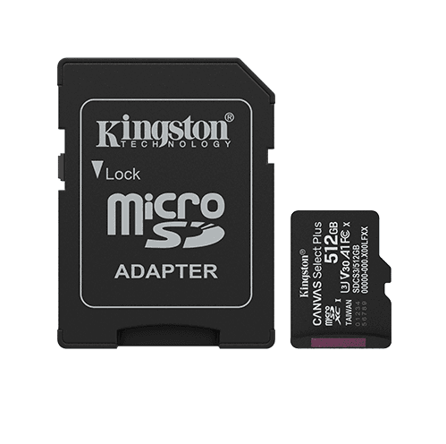 MicroSD KINGSTON 512GB c/Adap Gen3 150MB/s Canvas S Plus CL10 (8552) · Kingston