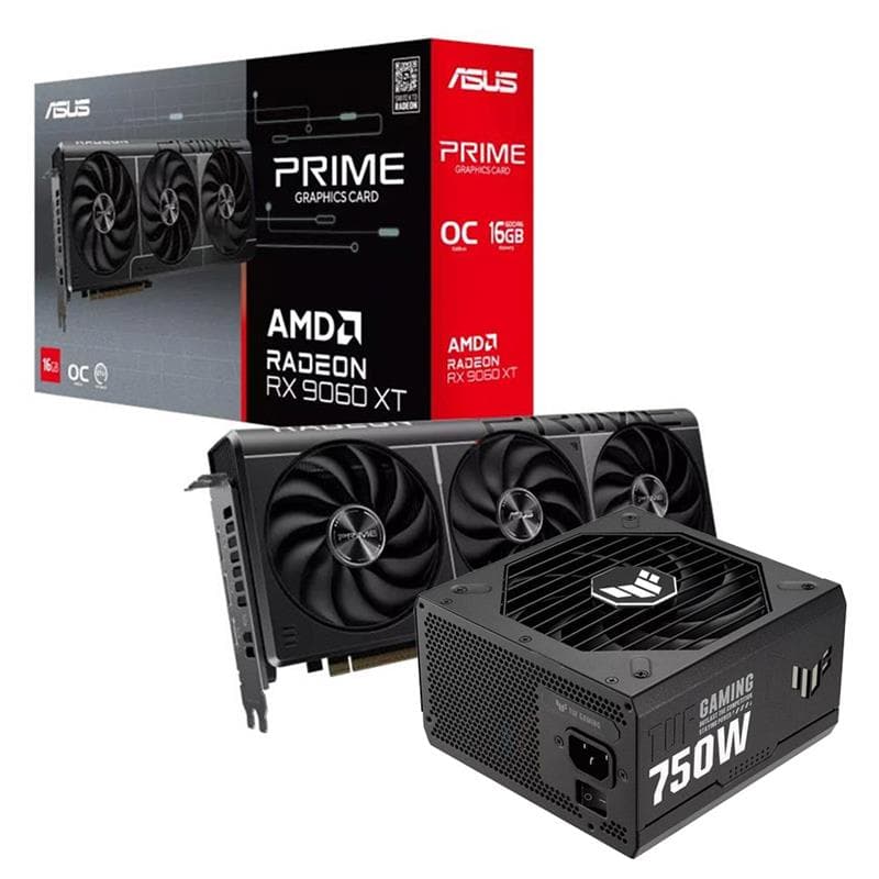 Combo ASUS Prime Radeon™ RX 9060 XT 16GB + Fuente TUF 750W 80 Plus Gold · Asus