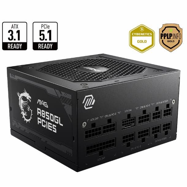FUENTE 850W MSI MAG A850GL PCIE5 80 PLUS GOLD FULL MODULAR · MSI
