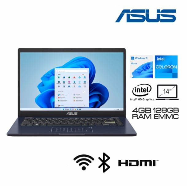 NOTEBOOK ASUS 14 E410MA CELERON N4020 4GB 128GB W11 PLATEADA · Asus