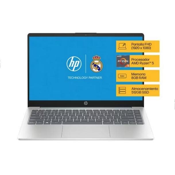 NOTEBOOK HP 14 14-EM0027LA RYZEN 5 7520U 8GB 512GB FHD W11H R5 · AMD
