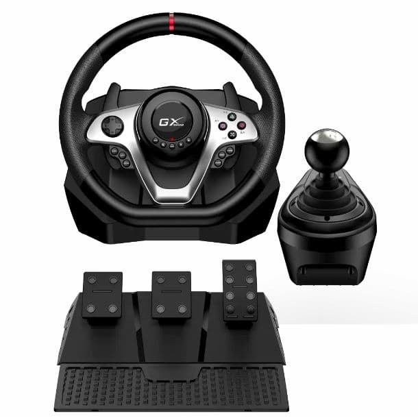 VOLANTE GENIUS SPEEDMASTER X1 - INCLUYE PEDALERA Y PALANCA DE CAMBIOS · Genius