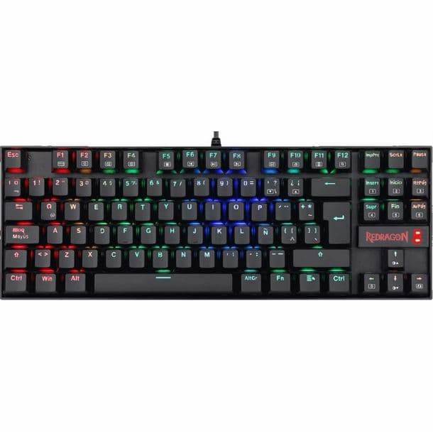 Teclado gamer RGB Redragon K552 kumara black red switch español · Redragon