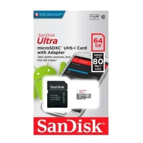 Tarjeta de Memoria Micro SD SanDisk 64GB Ultra · SANDISK