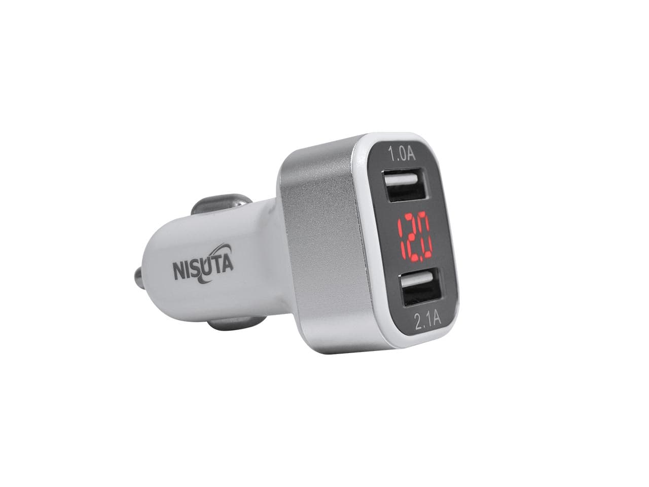 Cargador USB doble para auto 12/24V de 3.1A y pantalla led - Imagen 1