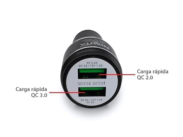 Cargador USB doble para auto 12/24V de carga rapida QC 3.0, hasta 3.1 Amper - Imagen 1