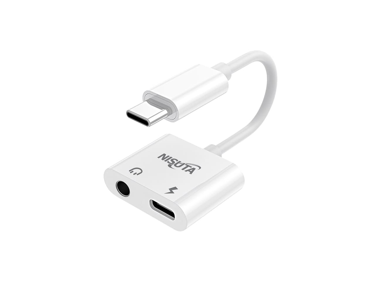Conector USB C a audio 3.5mm auricular y mic. y USB C hembra - Imagen 1