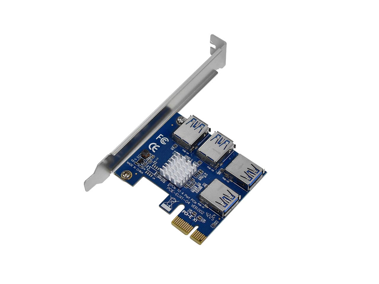 Placa PCIe de 4 puertos USB PCIe para risers, ideal mineria - Imagen 1