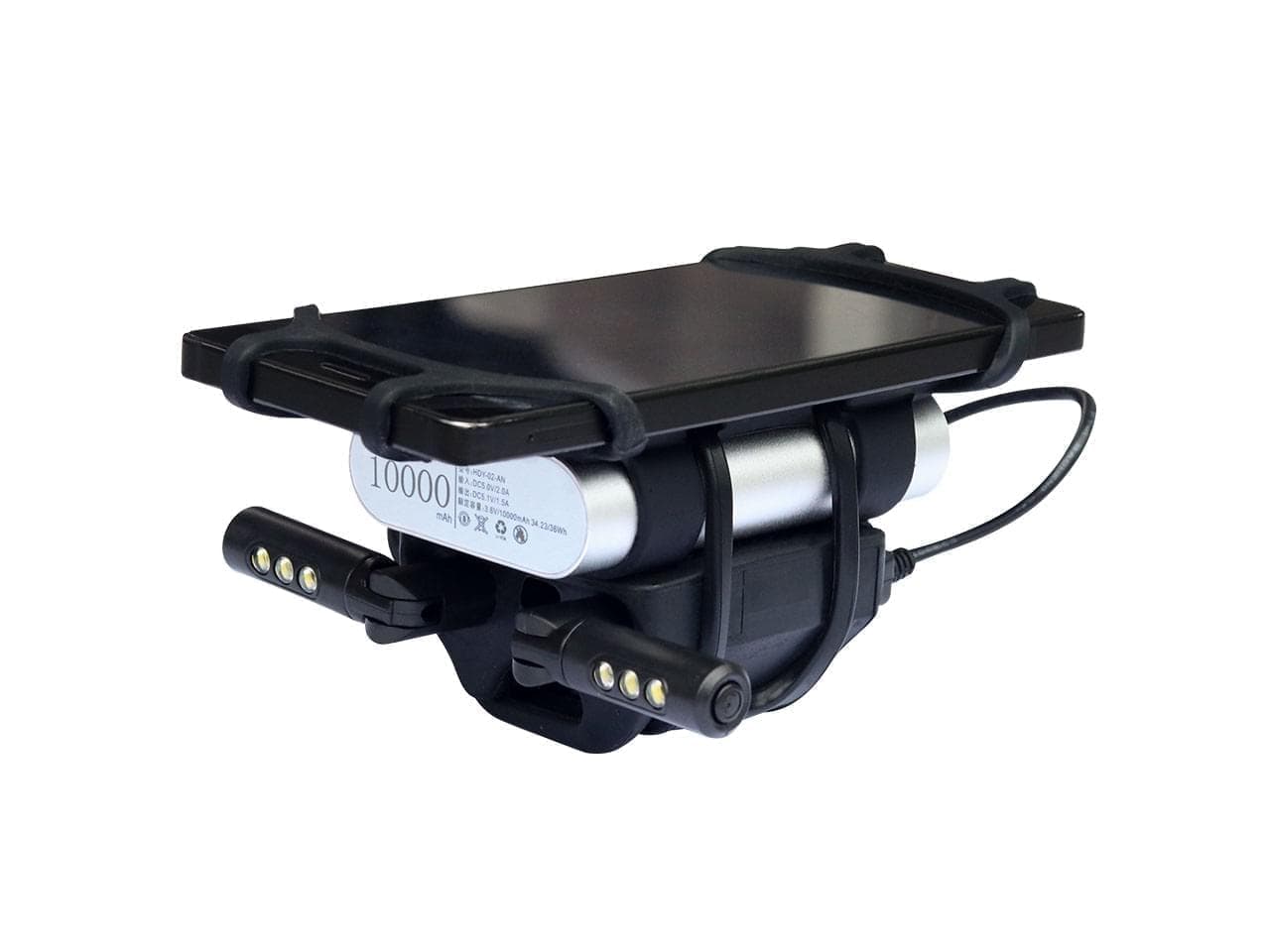 Soporte para celular y power bank en bicicleta, con 2 luces USB - Imagen 1