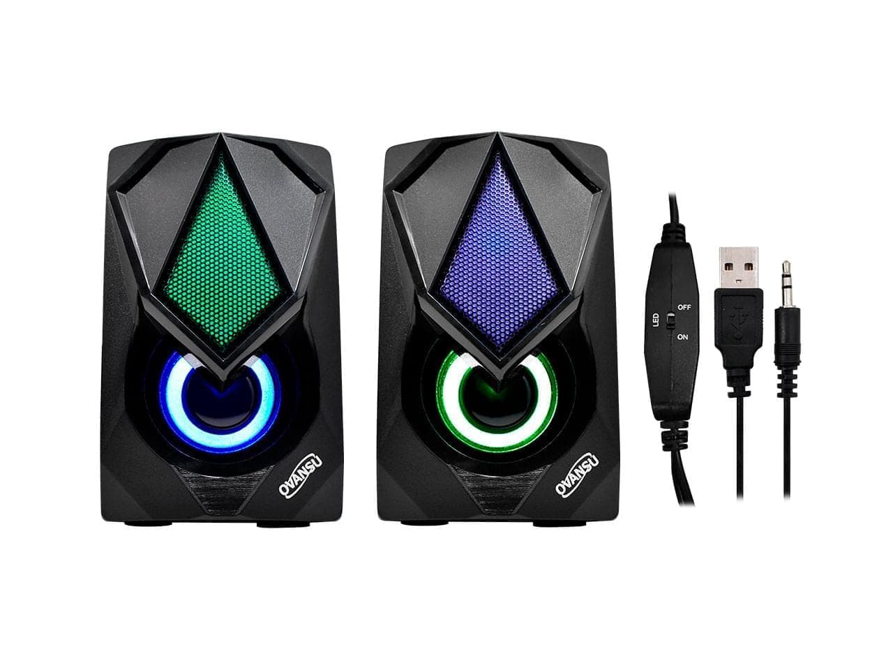 Parlante 3.5mm+2.0 USB para PC con leds RGB - Imagen 1