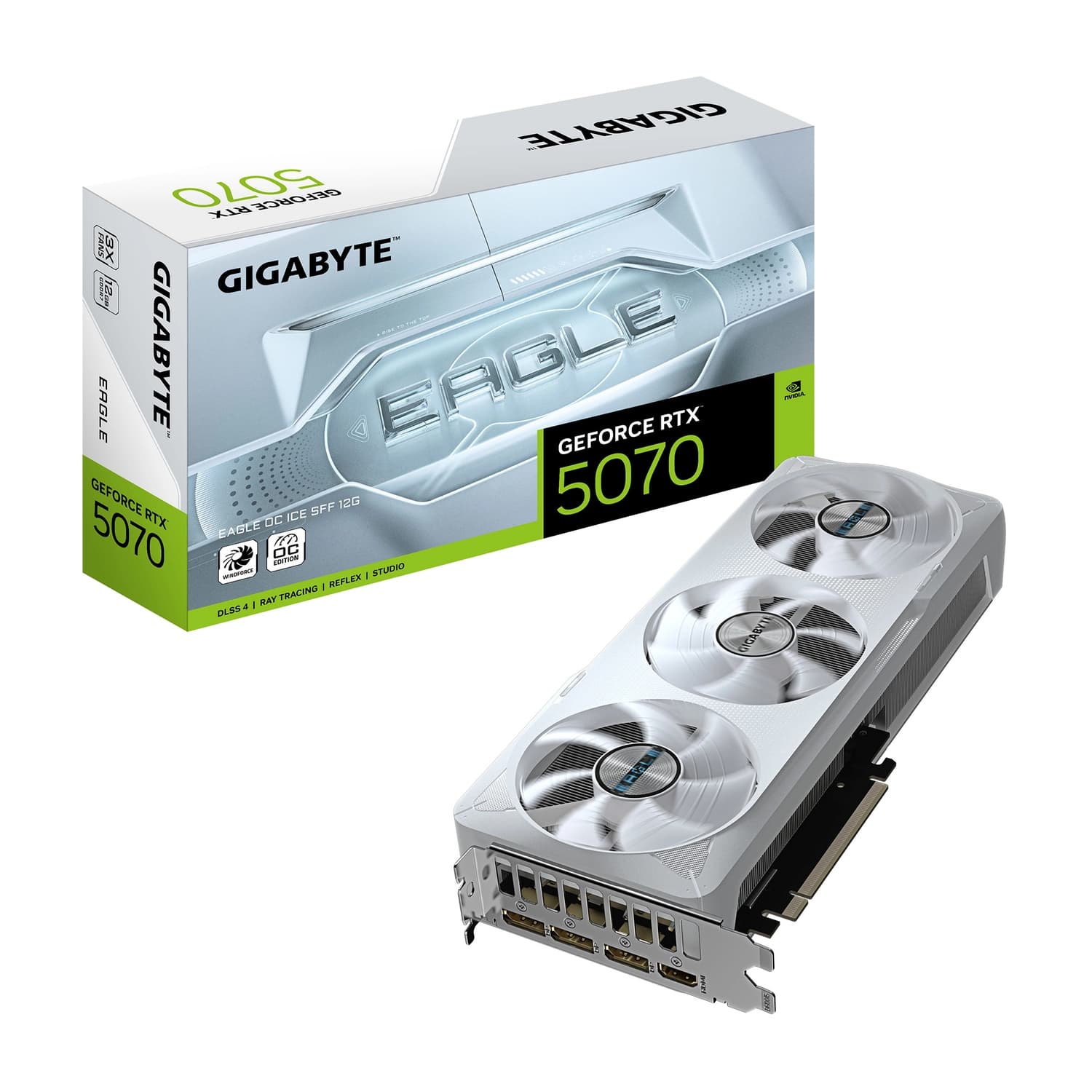 Placa de Video GIGABYTE NVIDIA GeForce RTX 5070 EAGLE OC ICE SFF 12G · Gigabyte
