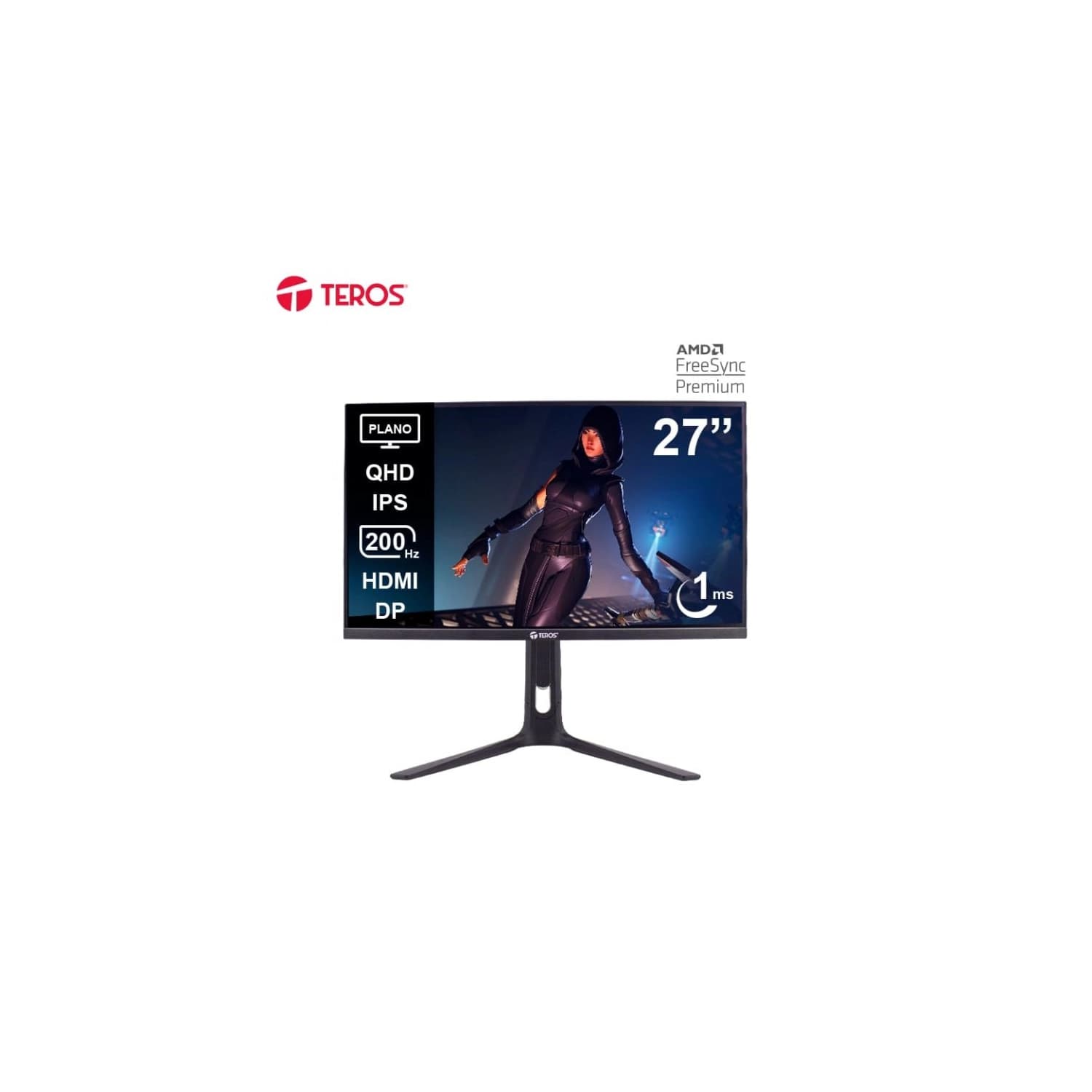 Monitor Teros TE-2754G Gaming 27" Plano IPS QHD (2560x1440) 200Hz 1ms · Teros