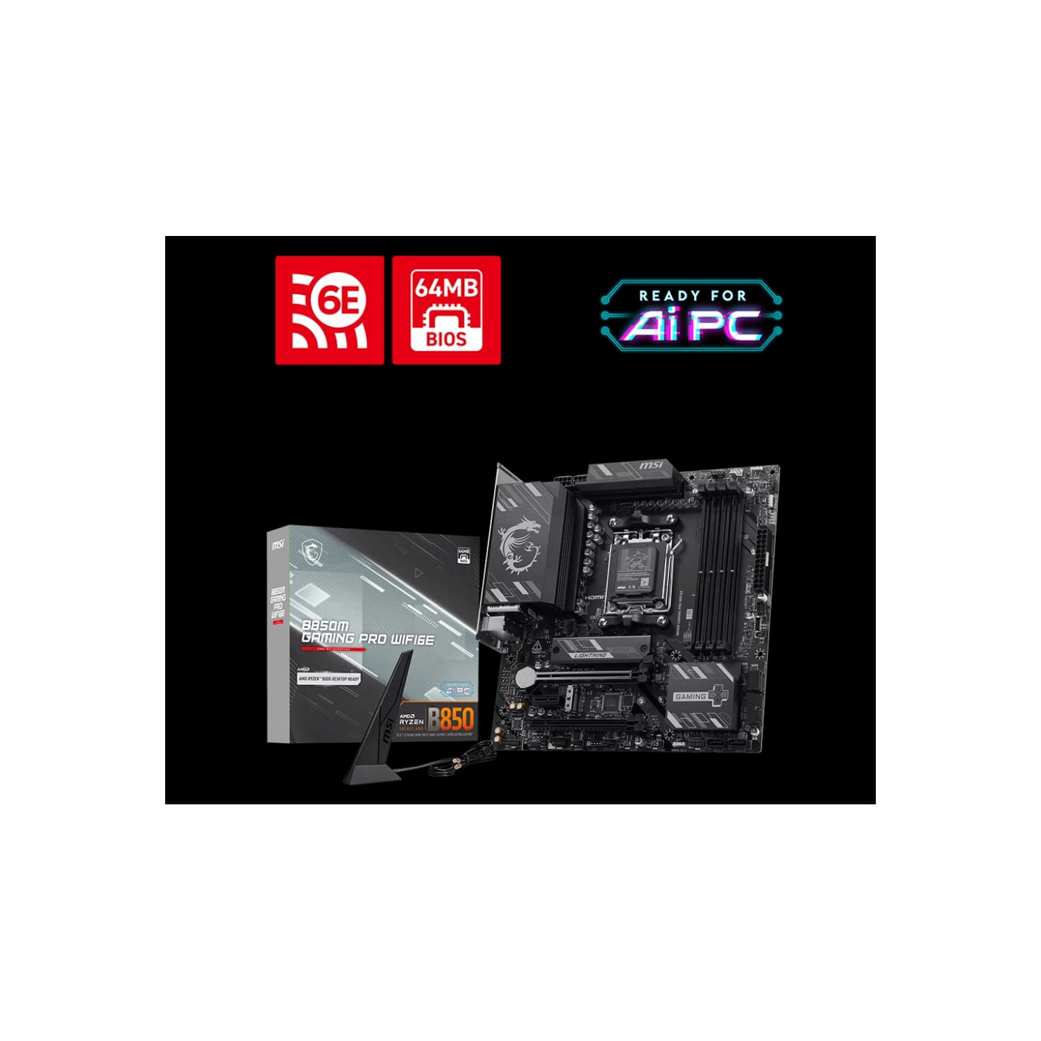 Motherboard MSI B850M GAMING PRO WIFI6E AM5 DDR5 · MSI