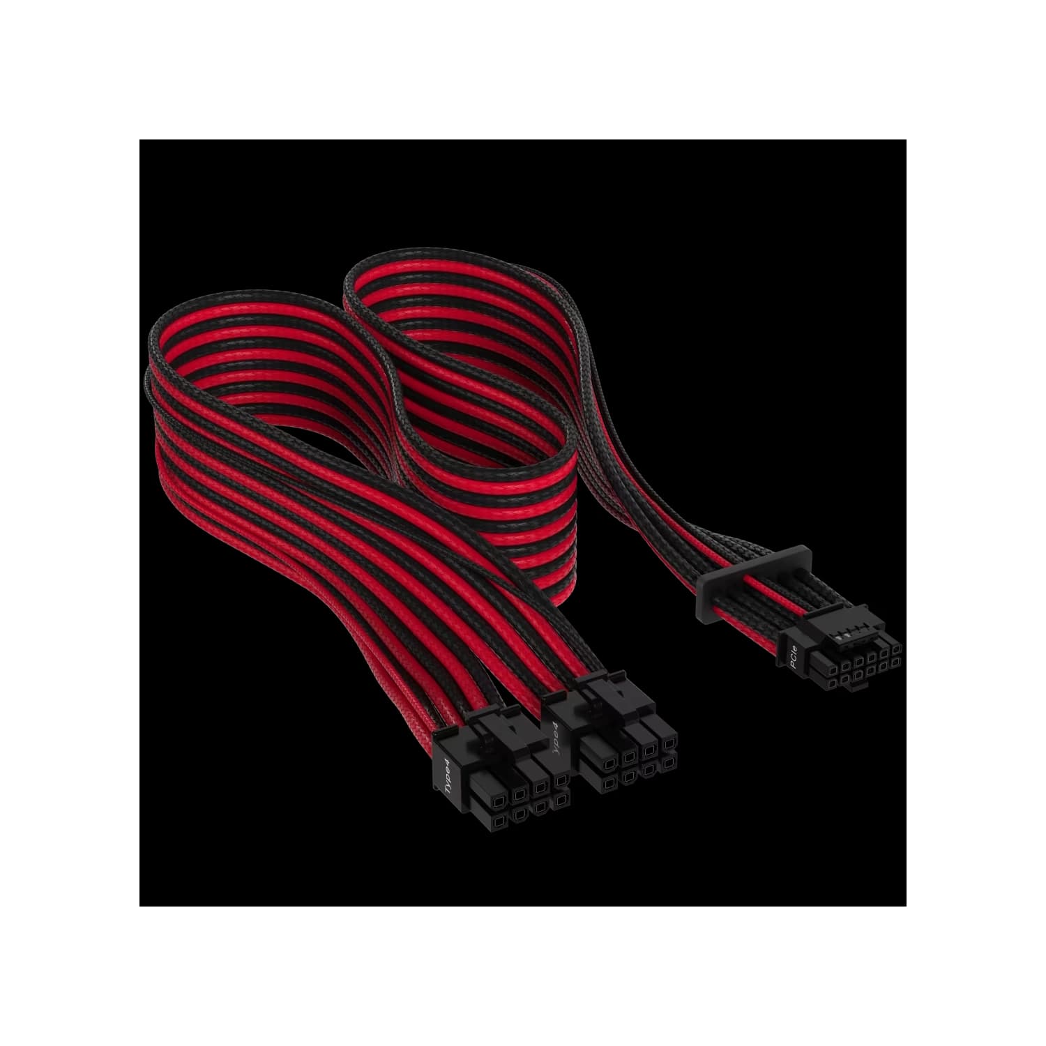 Cable con fundas individuales PCIe Gen 5 12V-2x6 de 600 W y 12 4 patillas con funda individual, Type 4, ROJO/NEGRO · Corsair