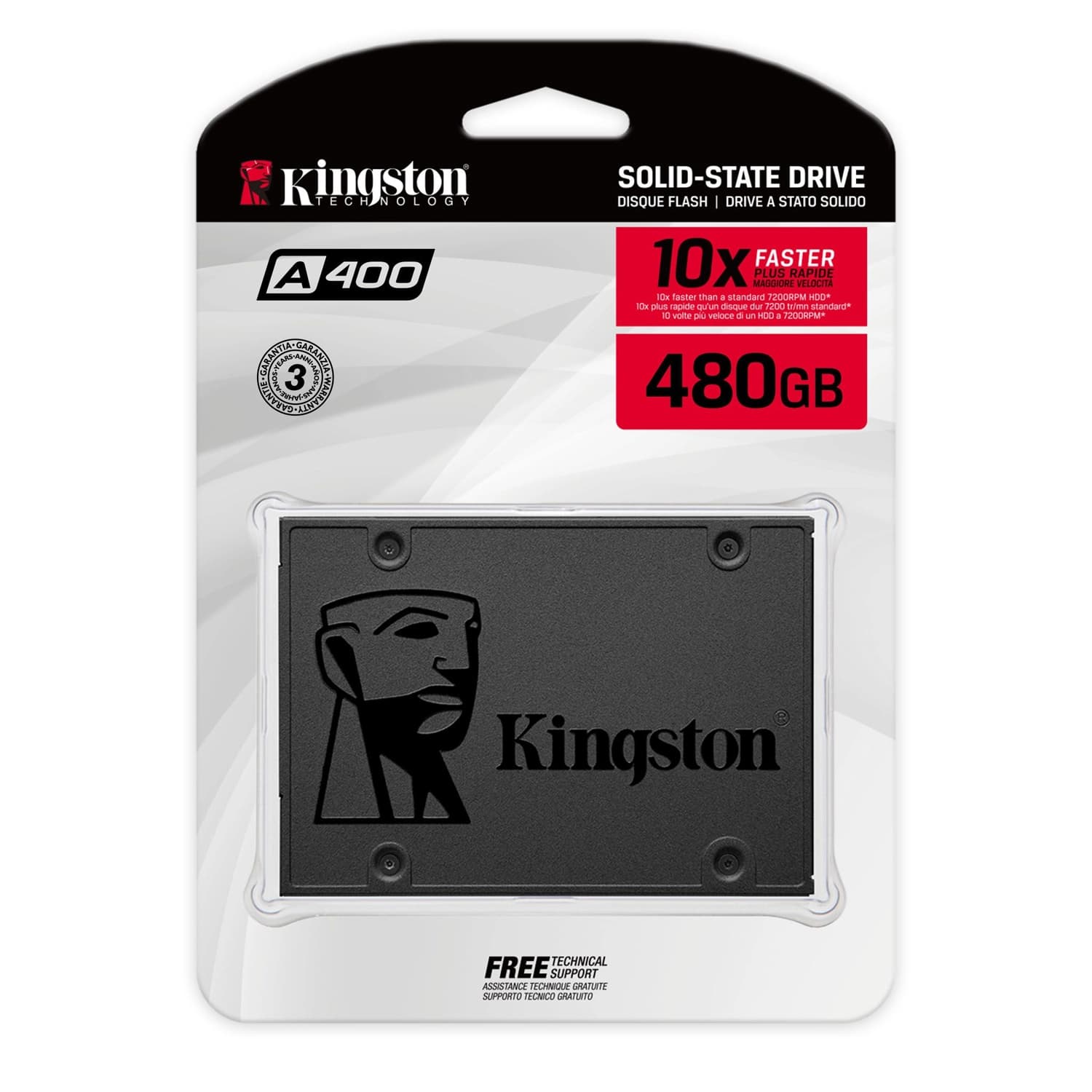 Disco Interno SSD KINGSTON A400 480GB 2.5" SATA 3.0 500MB/s · Kingston