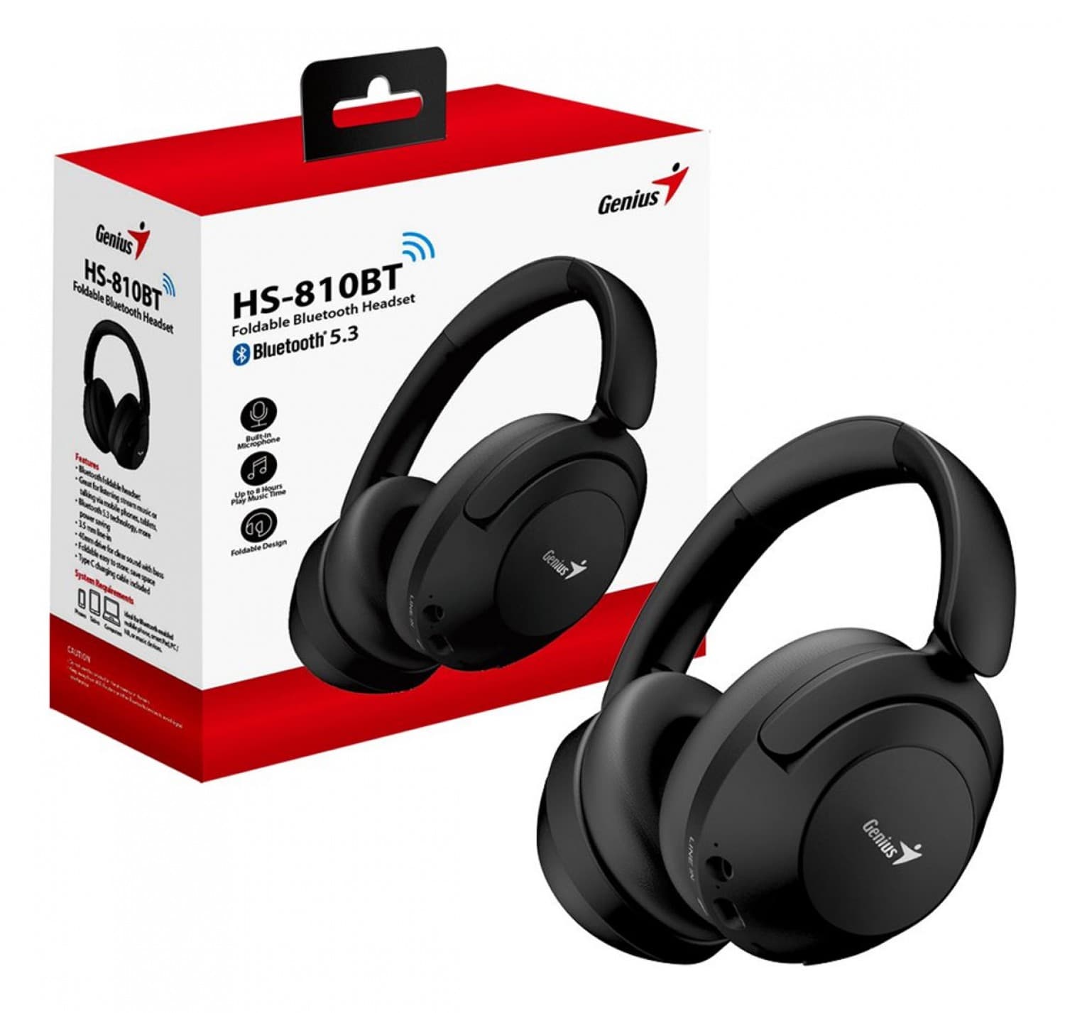 AURICULAR BLUETOOTH GENIUS RS HS-810BT BLACK - Imagen 1