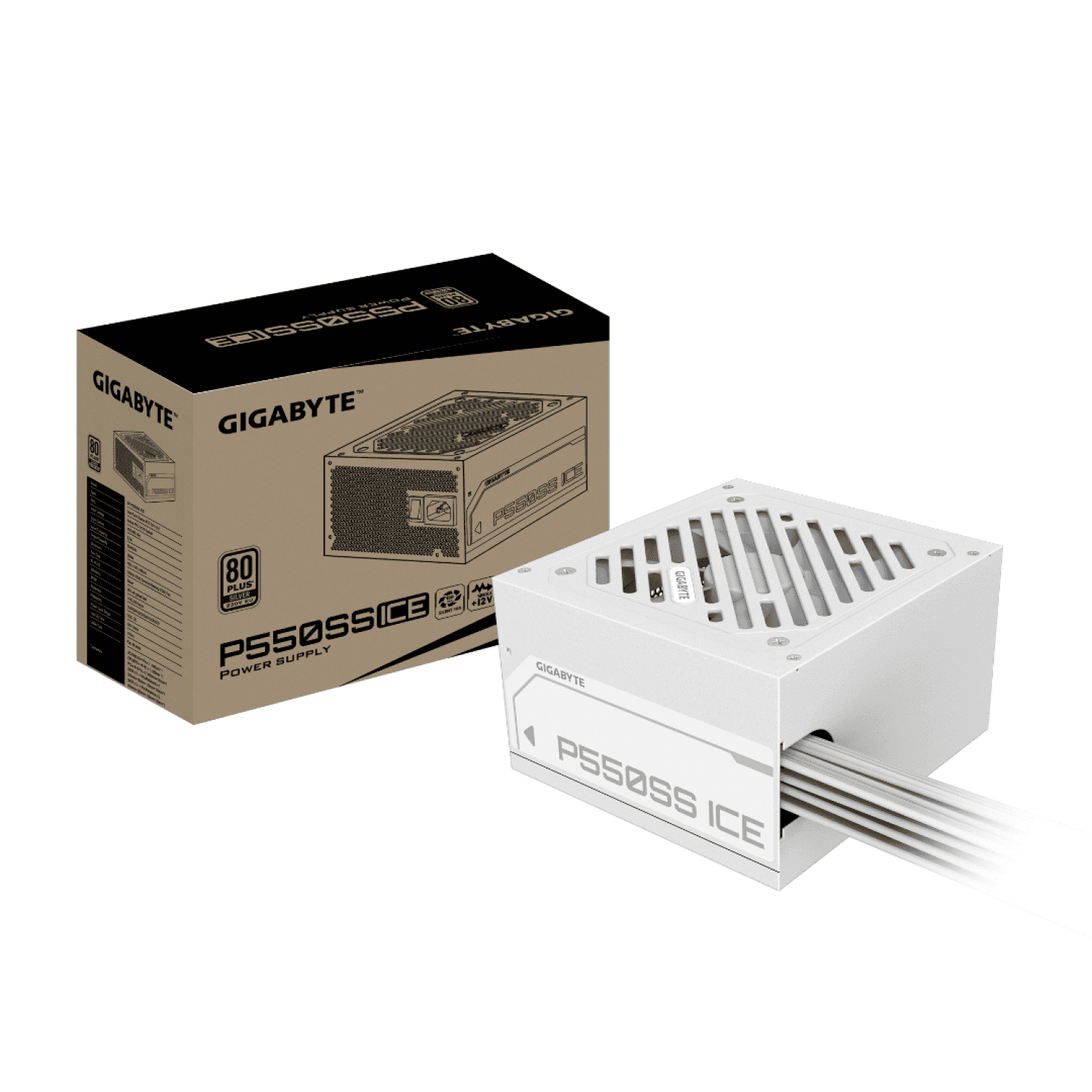 FUENTE GAMER GIGABYTE 550W ICE 80 PLUS SILVER ATX 3.0 WHITE - Imagen 1