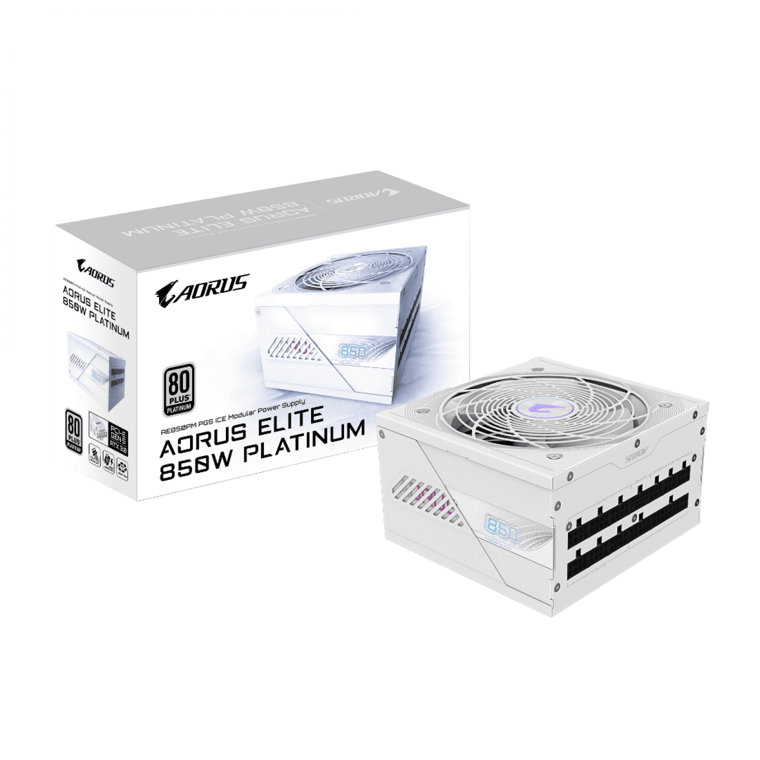 FUENTE GAMER GIGABYTE 850W PG5 AORUS ELITE PLATINUM MODULAR ATX3.1 ICE - Imagen 1