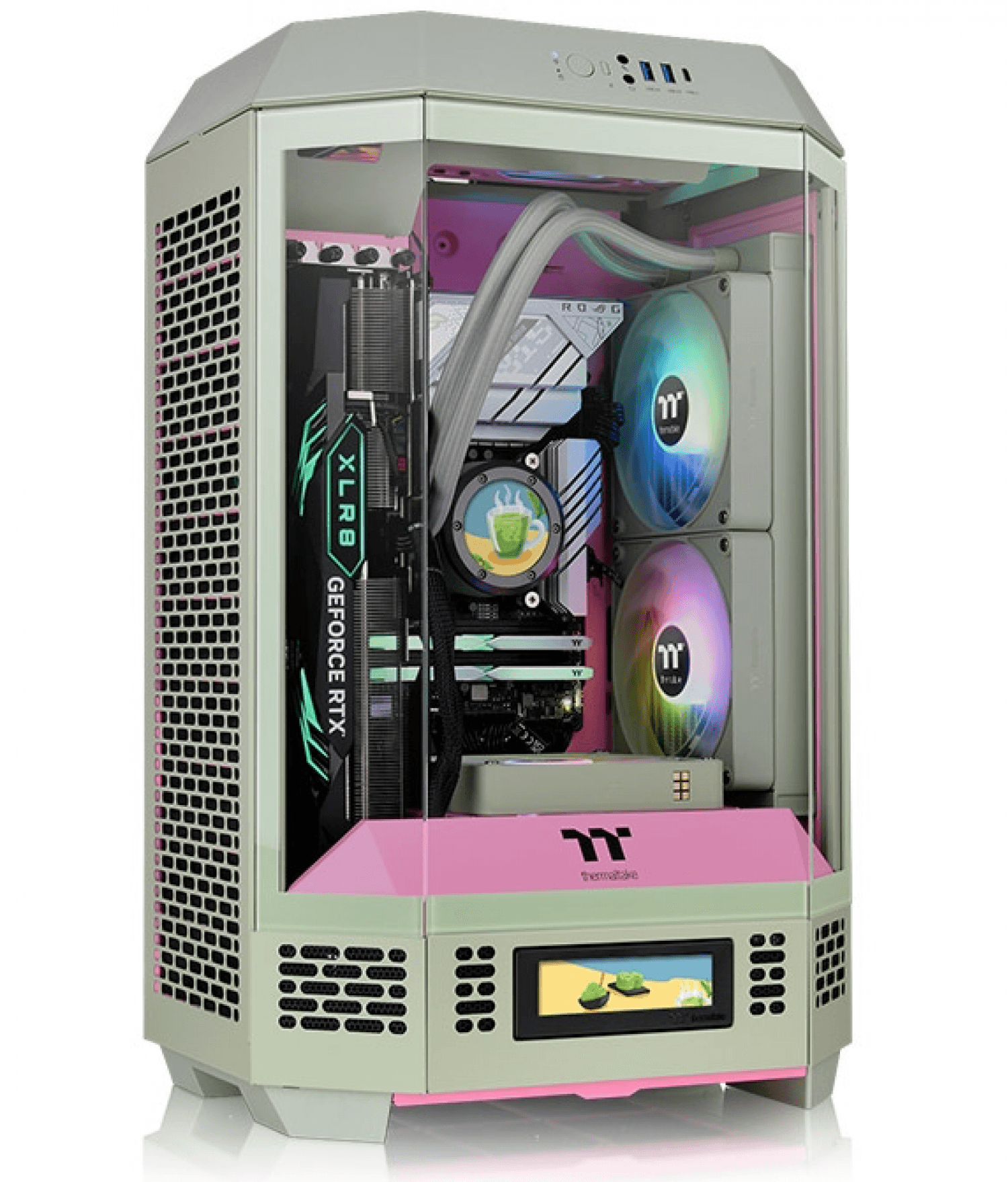 GABINETE THERMALTAKE THE TOWER 300 MATCHA PLUM TEMPERED GLASS - Imagen 1