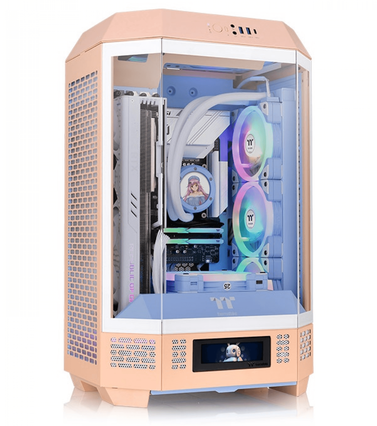 GABINETE THERMALTAKE THE TOWER 300 PEACH FUZZ TEMPERED GLASS - Imagen 1